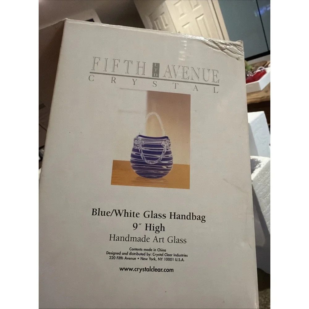 Fifth Avenue Crystal LTD Blue & White Glass Handbag 9